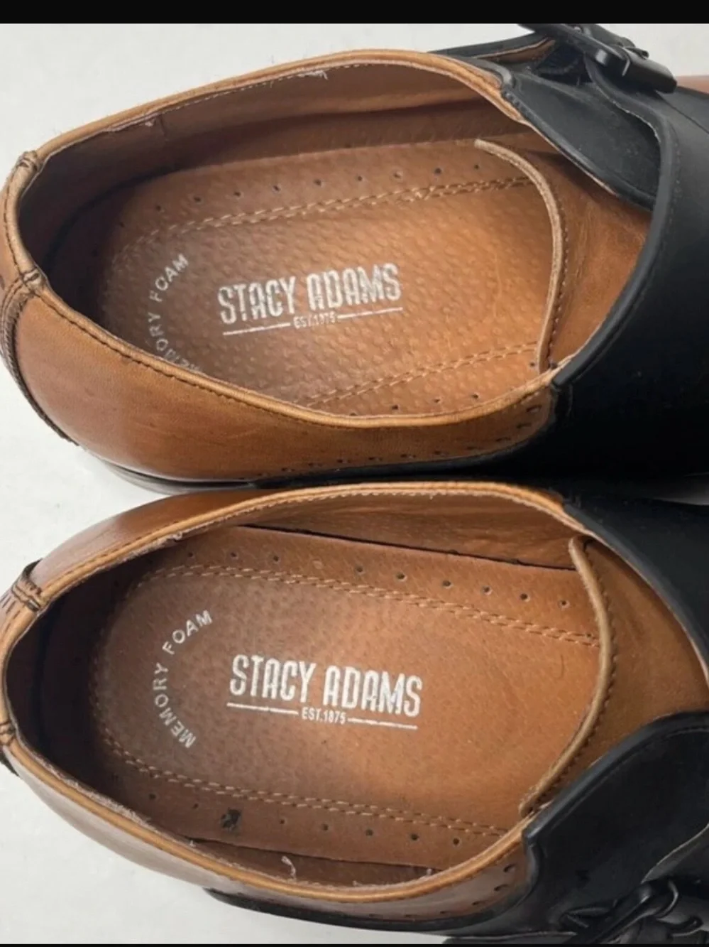 Stacy Adams Men’s Size 13 Brown Black Leather Monk Strap Dress Shoes